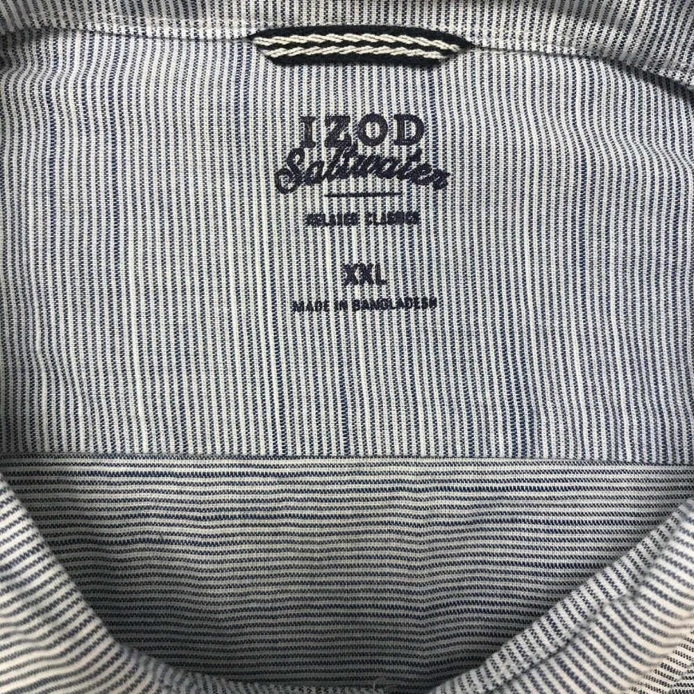 IZOD Men's Saltwater Relaxed Shirt XXL True Blue - Picture 3 of 6